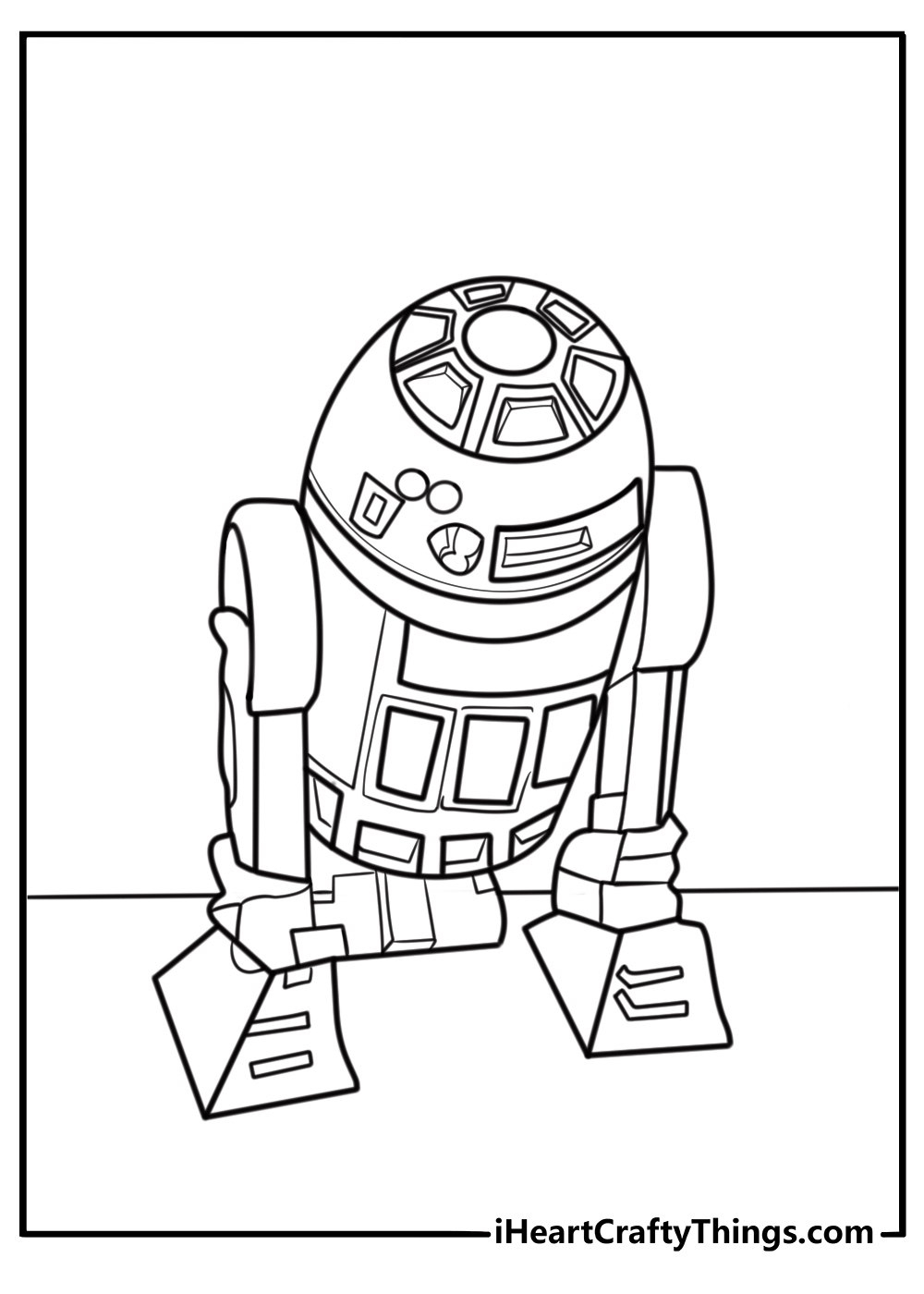 R2 D2 coloring page in a rebel spaceship