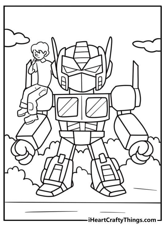 Rescue Bots protecting people from danger coloring sheet