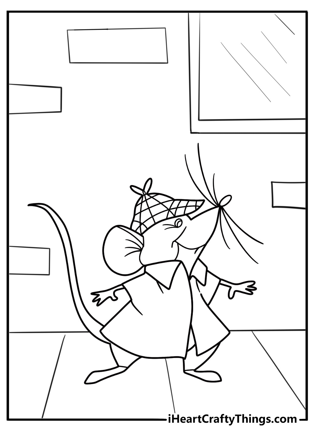 Ro quefort the mouse sneaking through the mansion free coloring page PDF