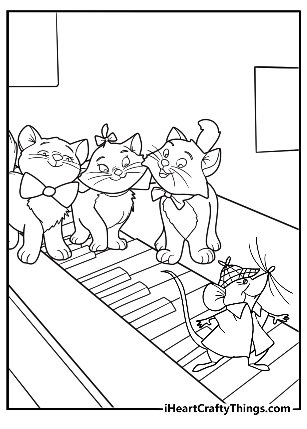 Roquefort trying to help the kittens escape the trunk coloring page