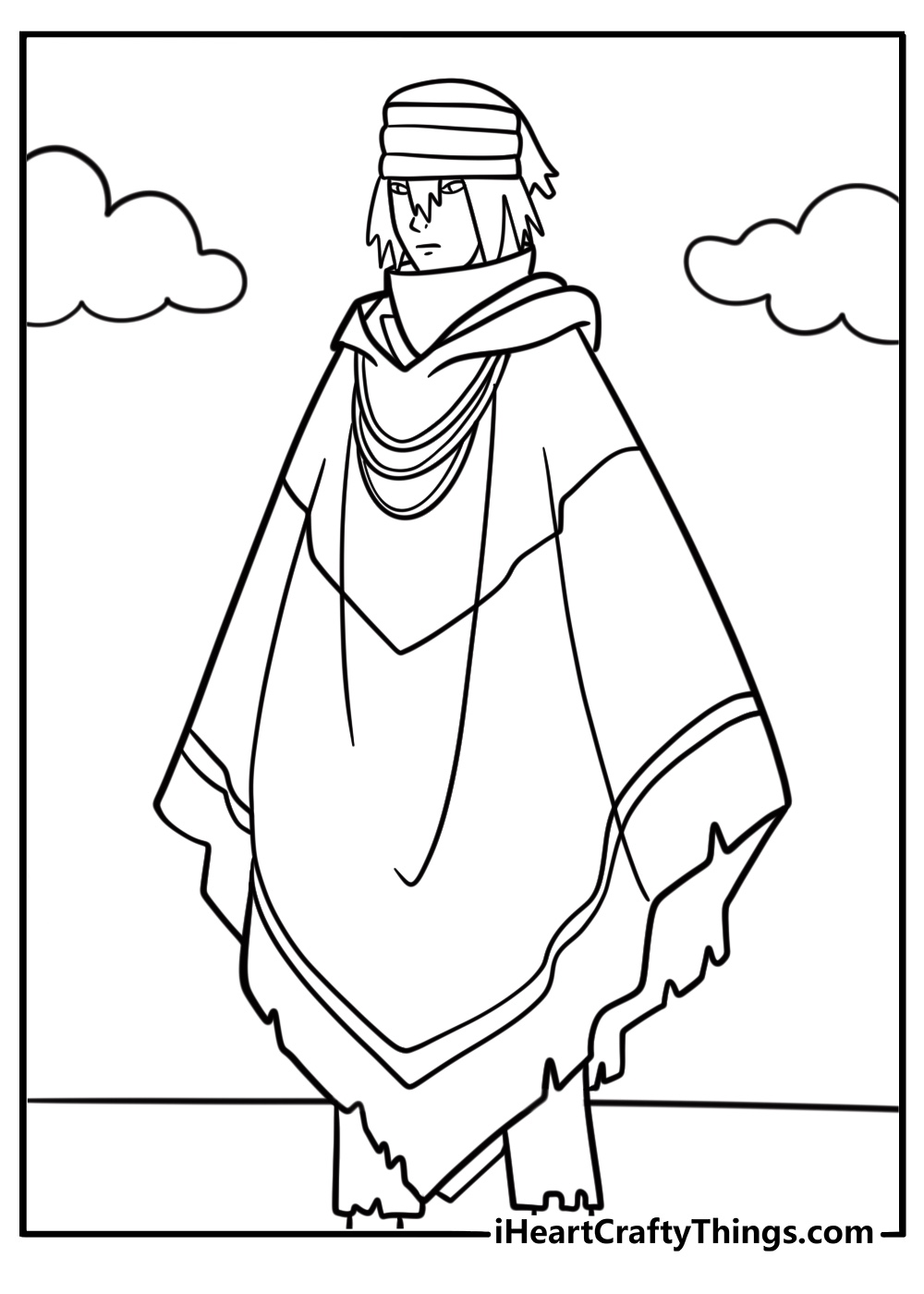 Sasuke after leaving Konoha village free coloring page pdf