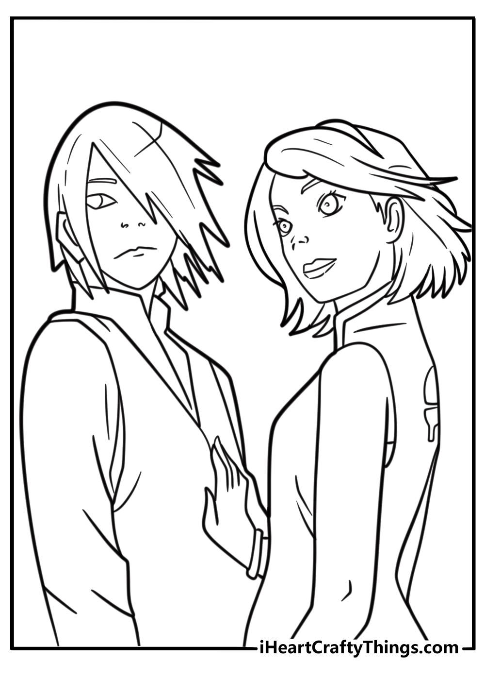 Sasuke and Sakura together coloring page