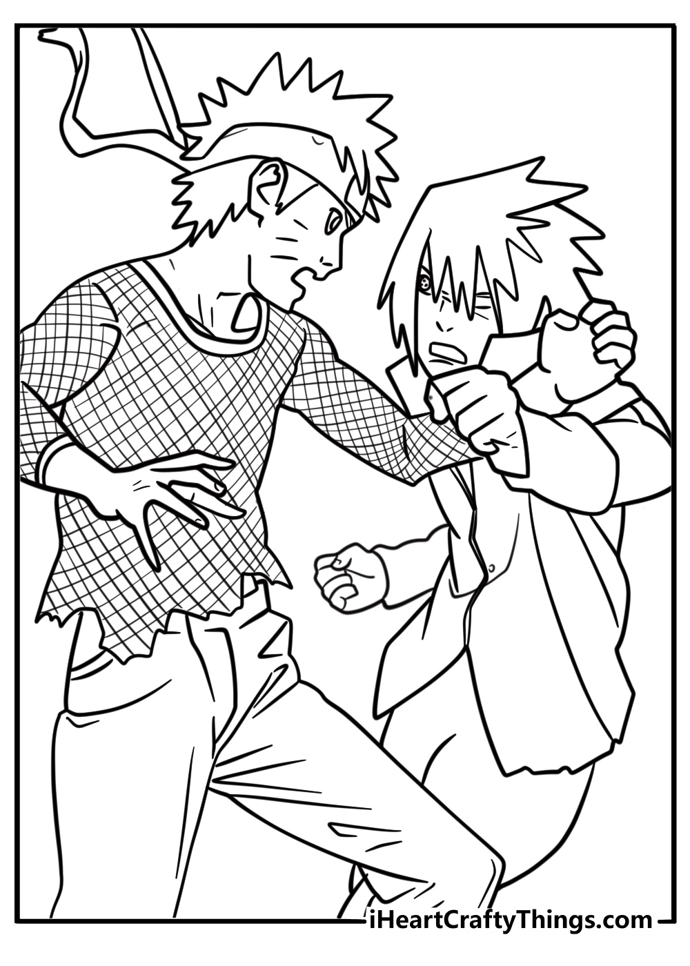 Sasuke fighting Naruto at Final Valley coloring page