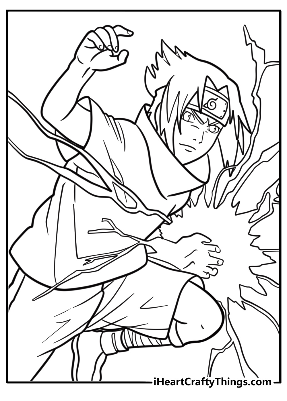Sasuke using Chidori coloring sheet