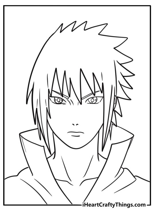 Sasuke with Sharingan eyes coloring page