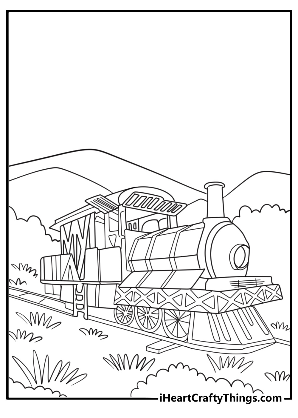 Scraps and upgrades next to the player's train after surviving Charles coloring sheet