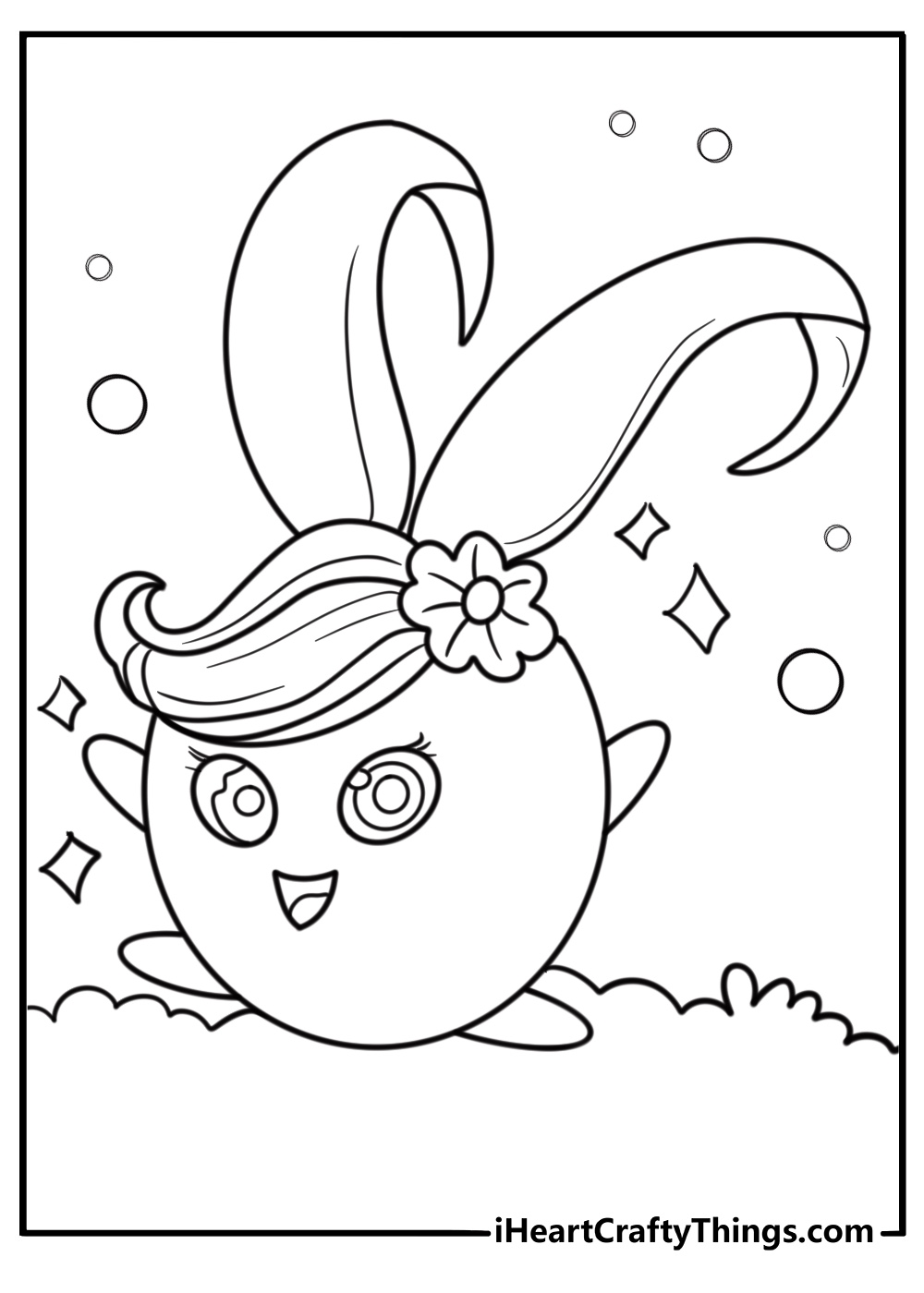 Shiny floating with sparkles around her coloring page