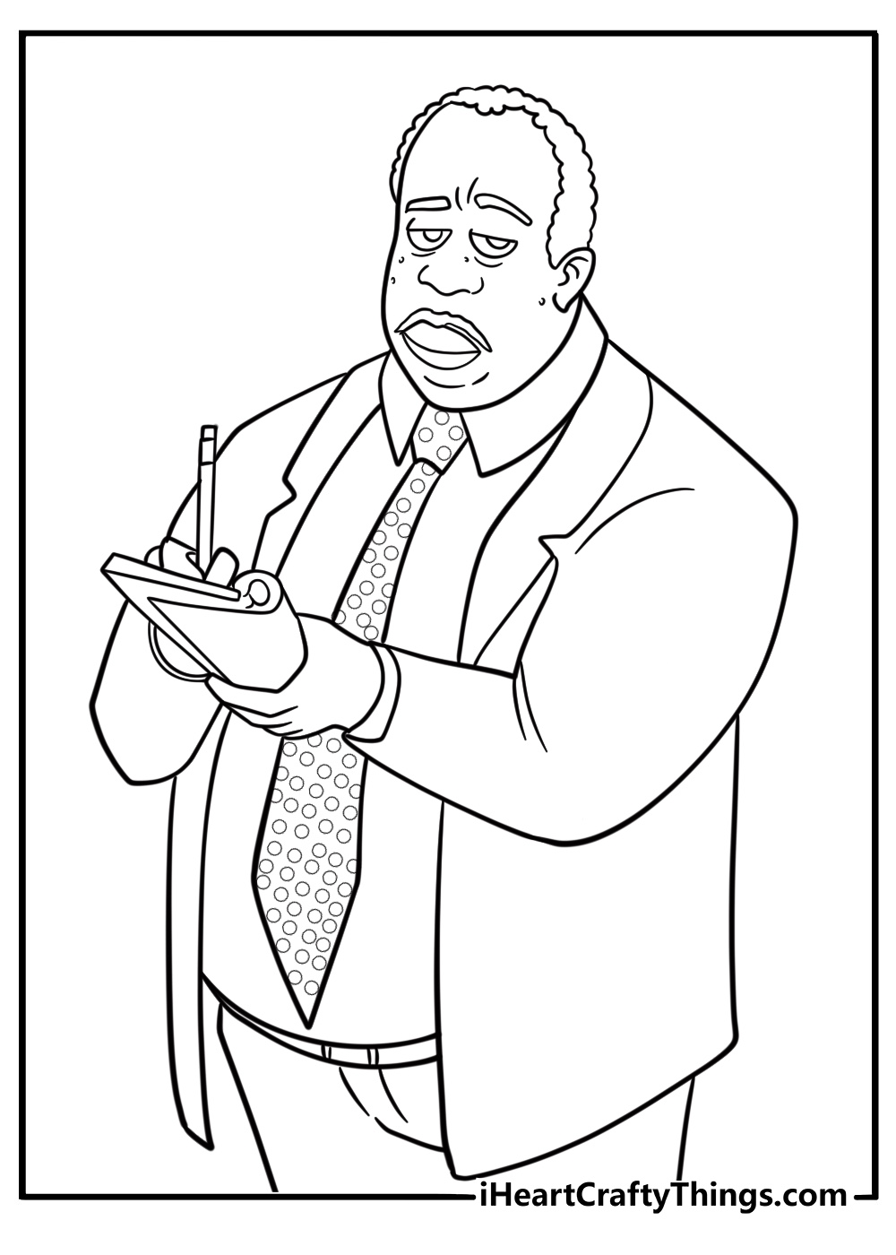 Stanley Hudson doing a crossword coloring page
