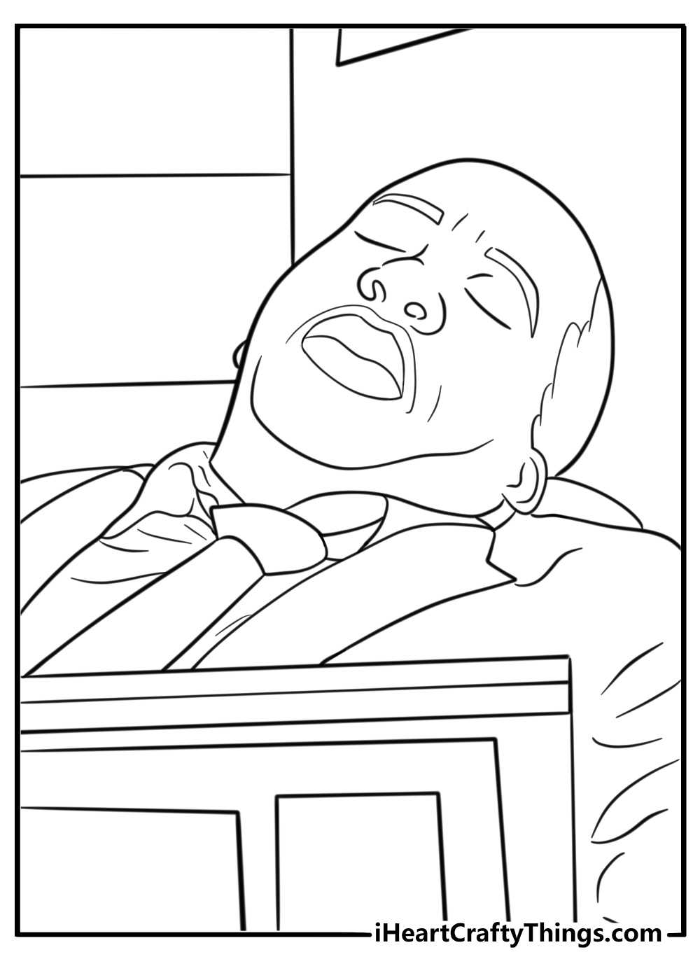 Stanley sleeping during a meeting coloring page