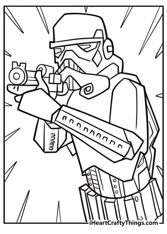 Stormtrooper aiming weapon coloring sheet