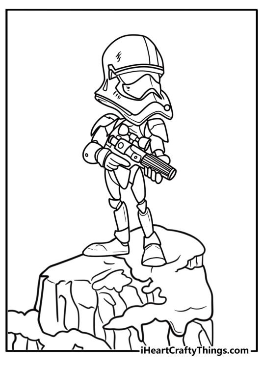 Stormtrooper in snowy terrain coloring sheet