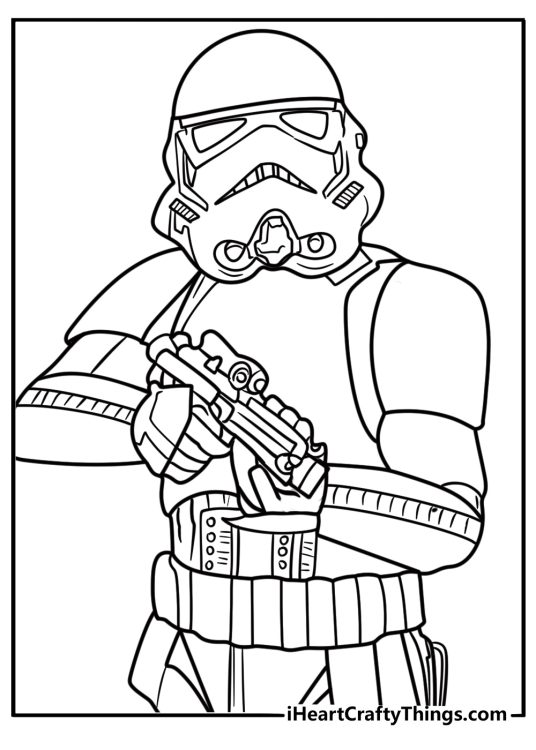 Stormtrooper with blaster rifle coloring page