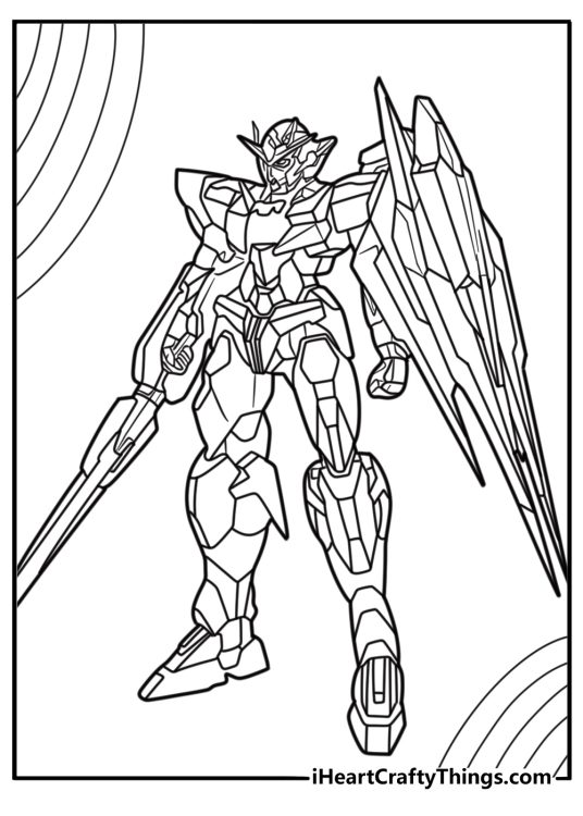 Strike Gundam with shield and sword coloring sheet