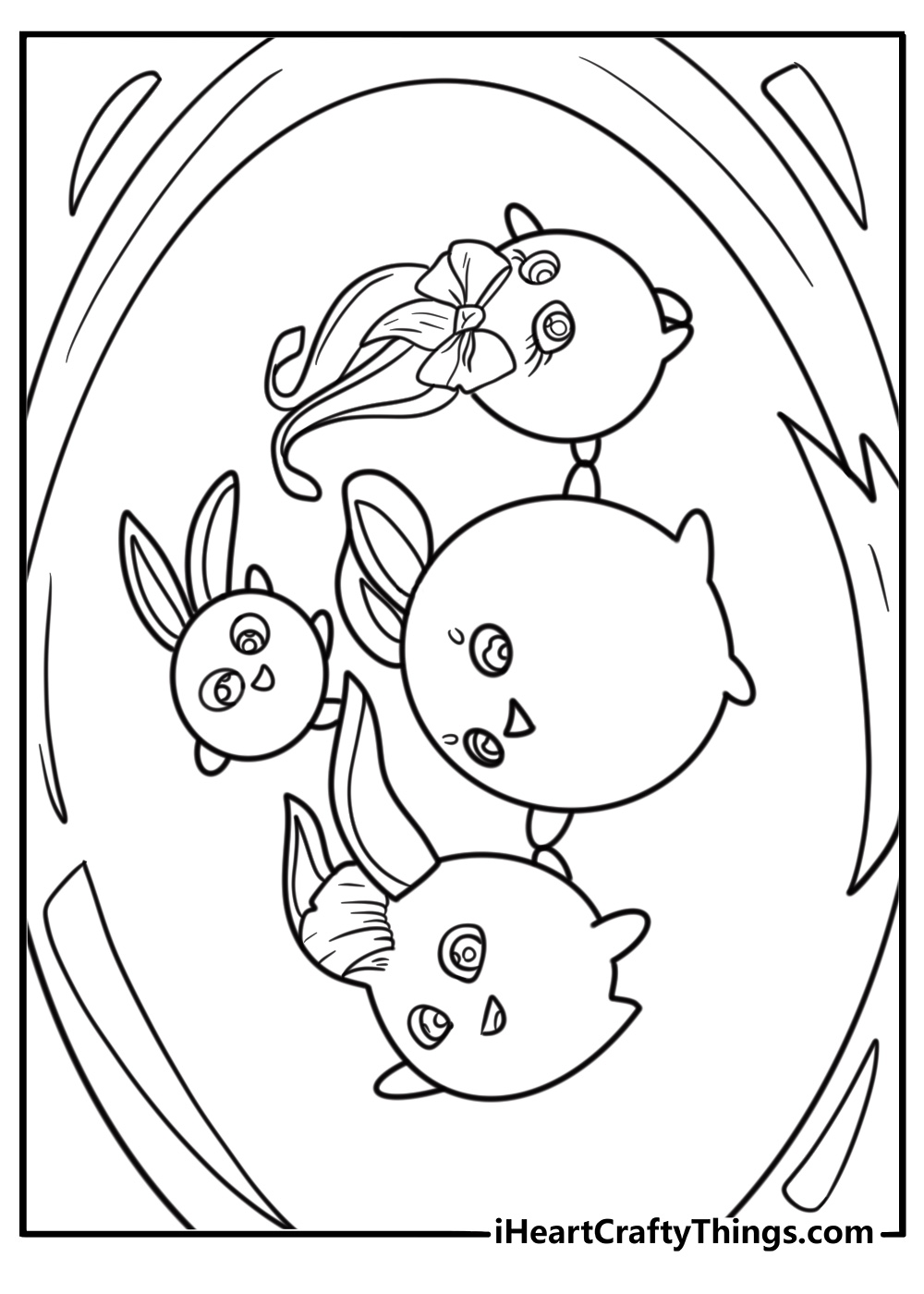 Sunny Bunnies in front of a glowing portal coloring page
