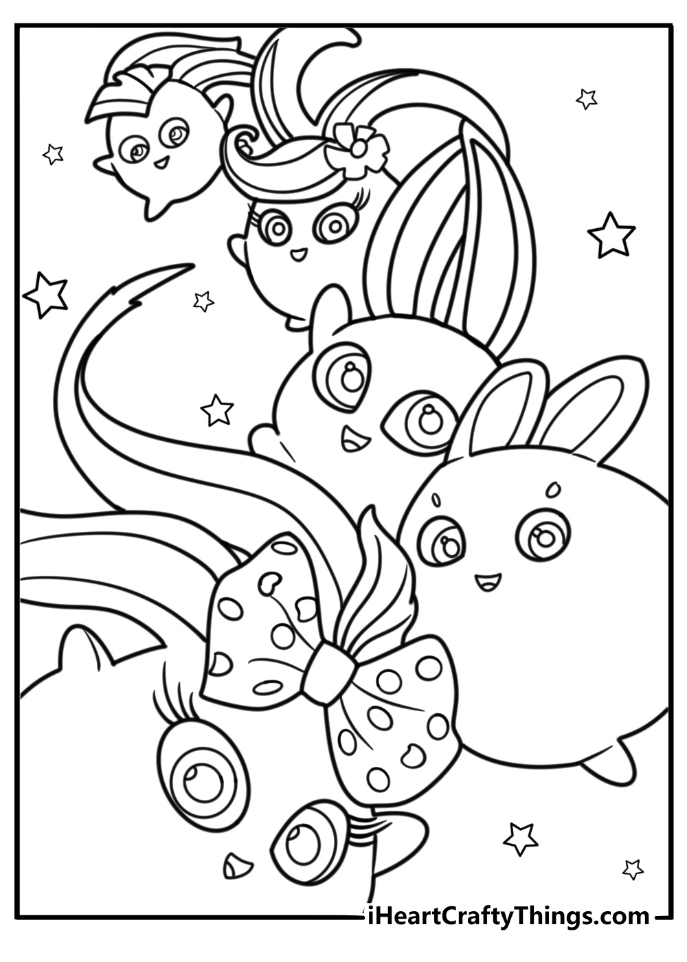 Sunny Bunnies together in a group coloring page