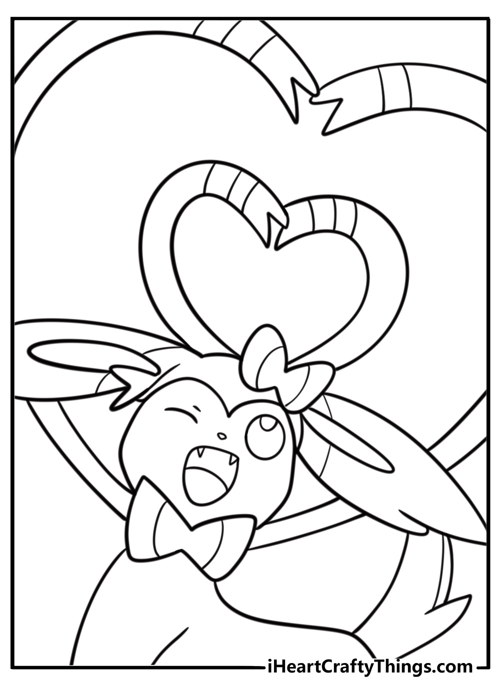 Sylveon showing affection with feelers printable coloring sheet