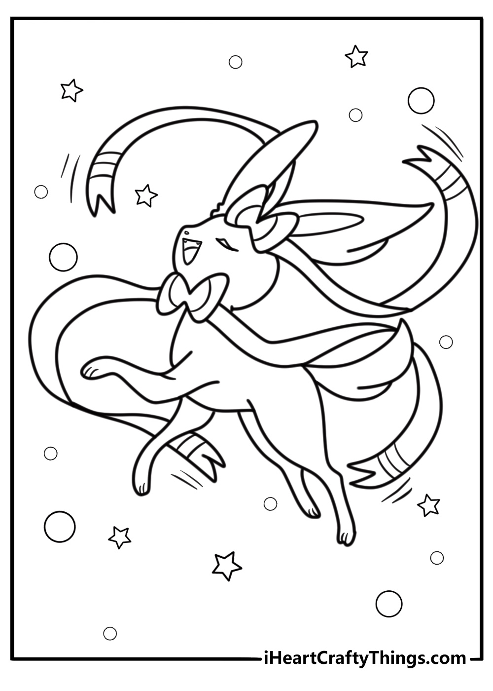 Sylveon showing its fairy aura coloring page