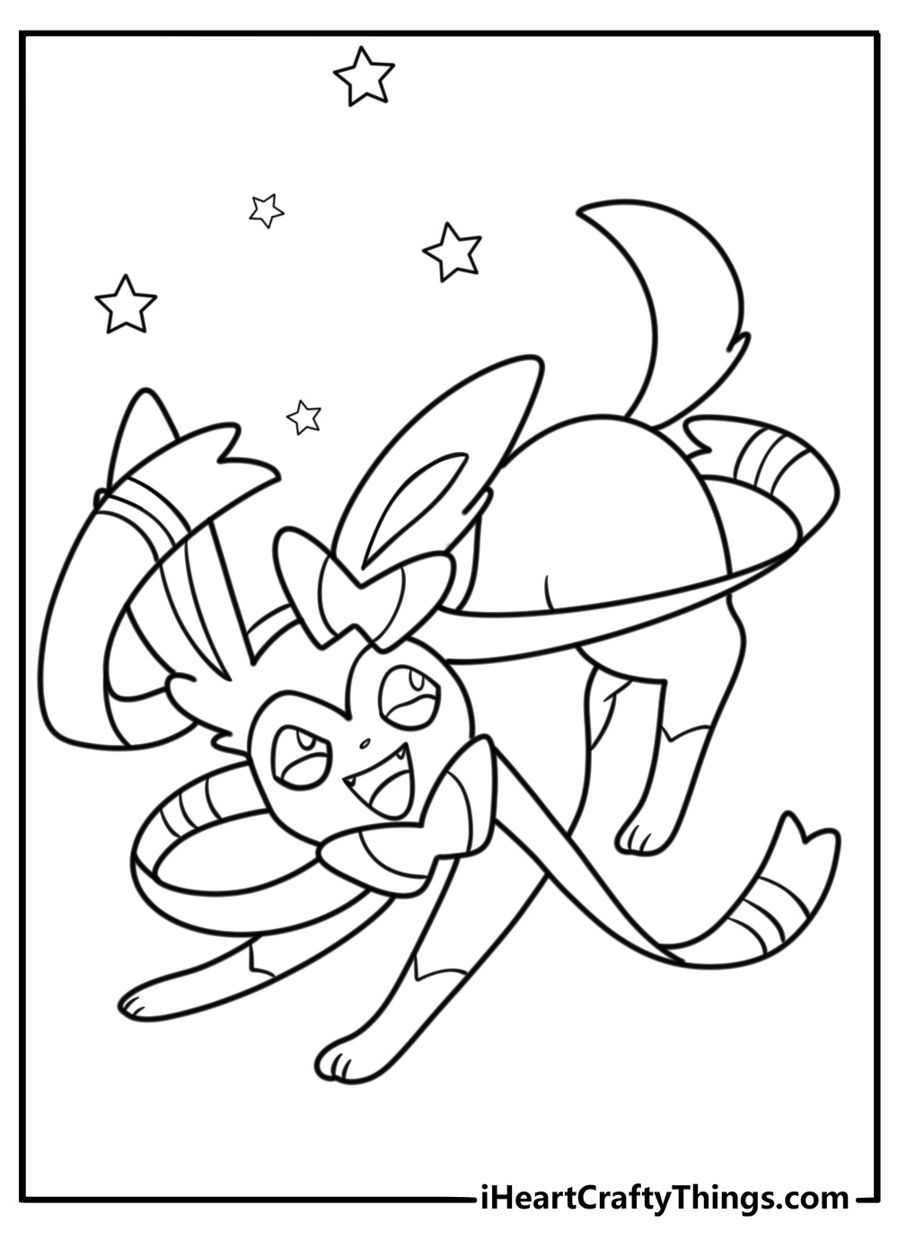 Sylveon using Charm move detailed coloring sheet