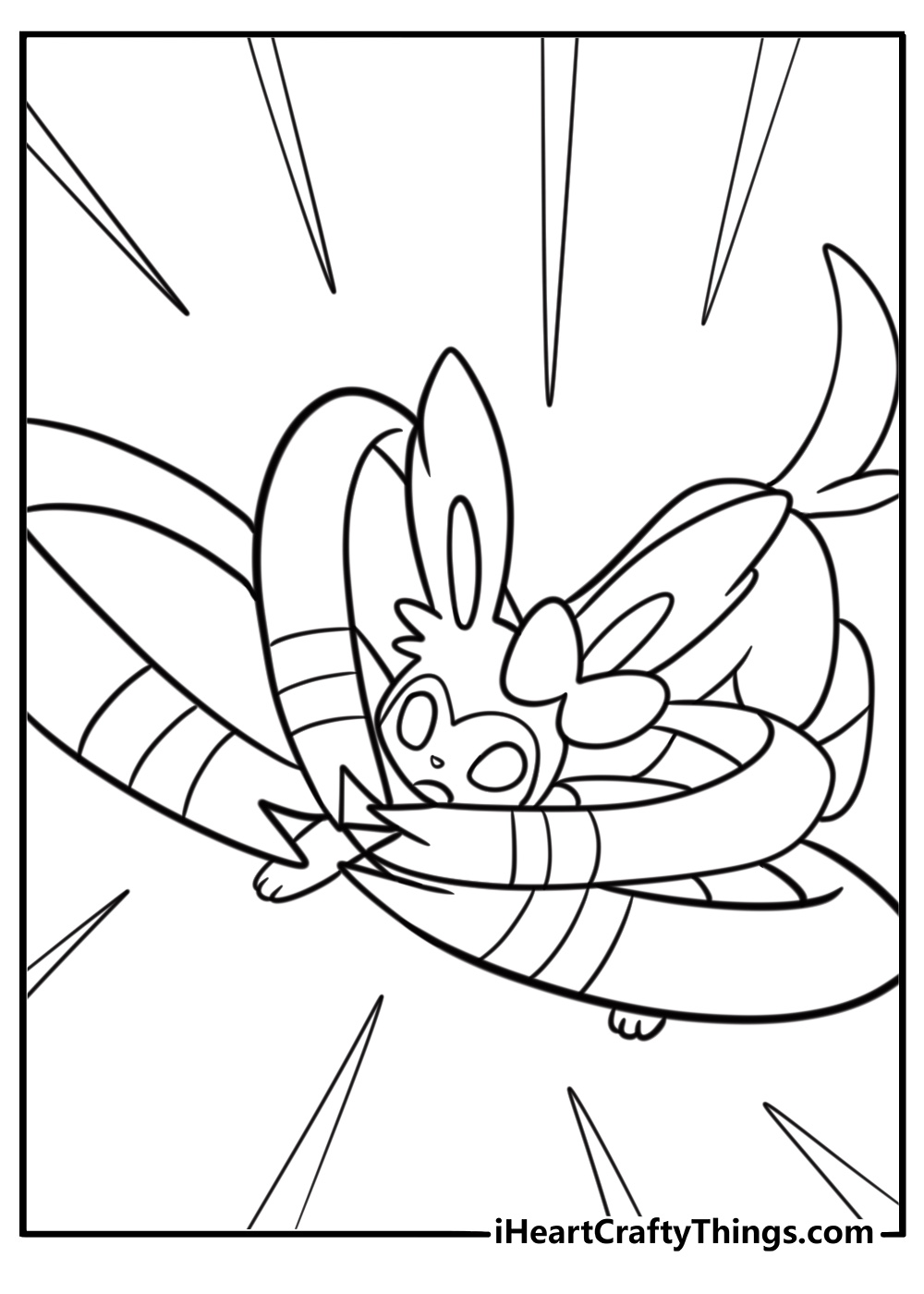 Sylveon using Dazzling Gleam move printable coloring sheet