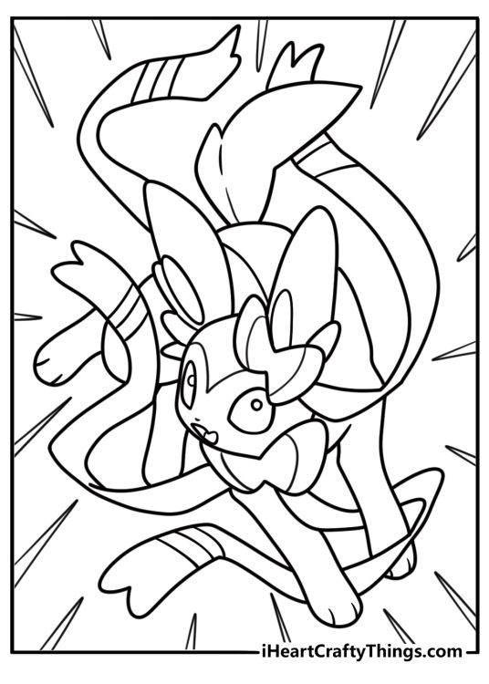 Sylveon using light pink energy move coloring sheet
