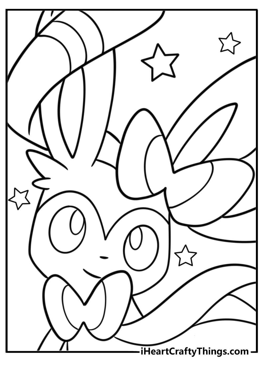 Sylveon with glowing eyes using magic coloring sheet