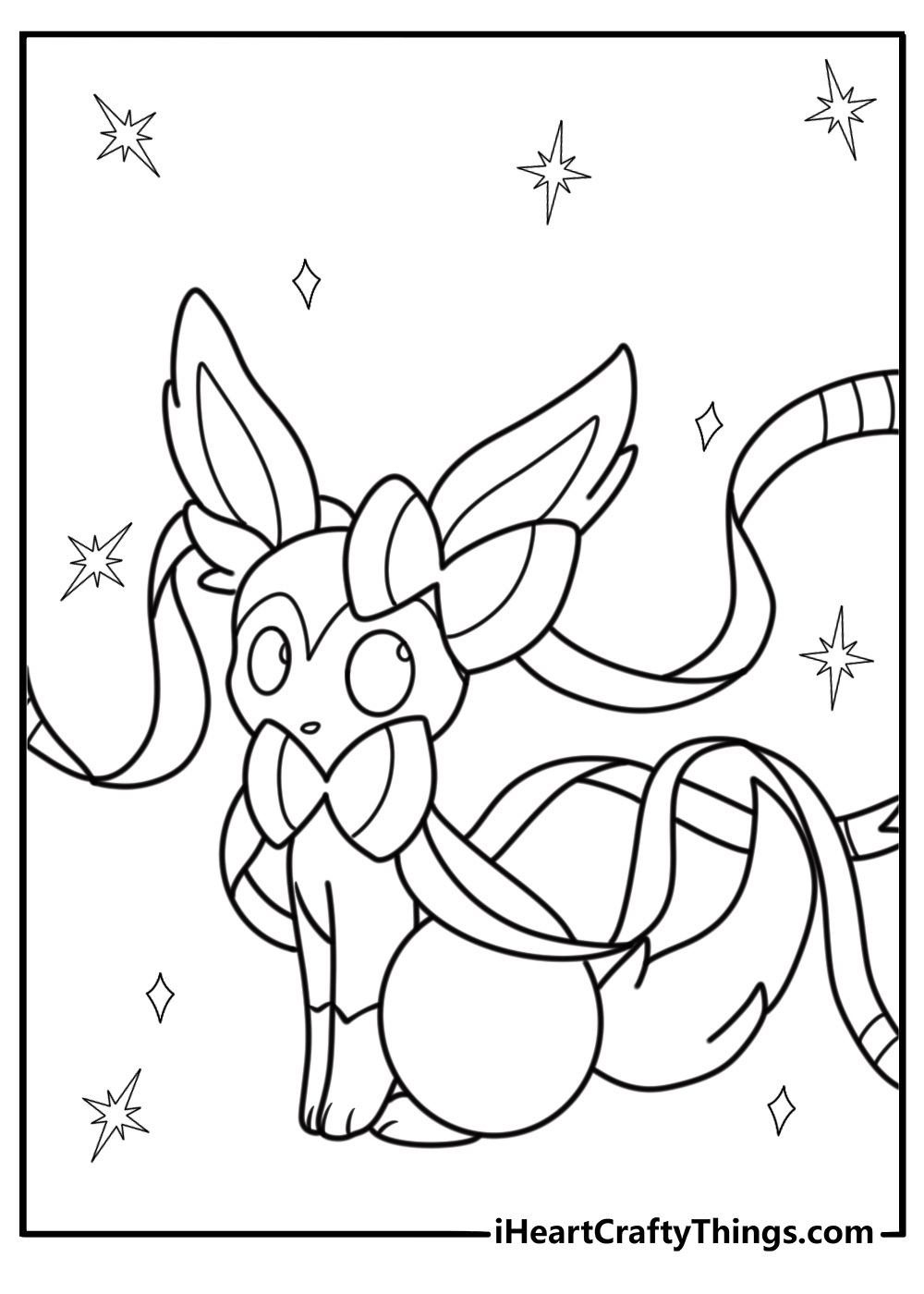 Sylveon with sparkles around its body free coloring page