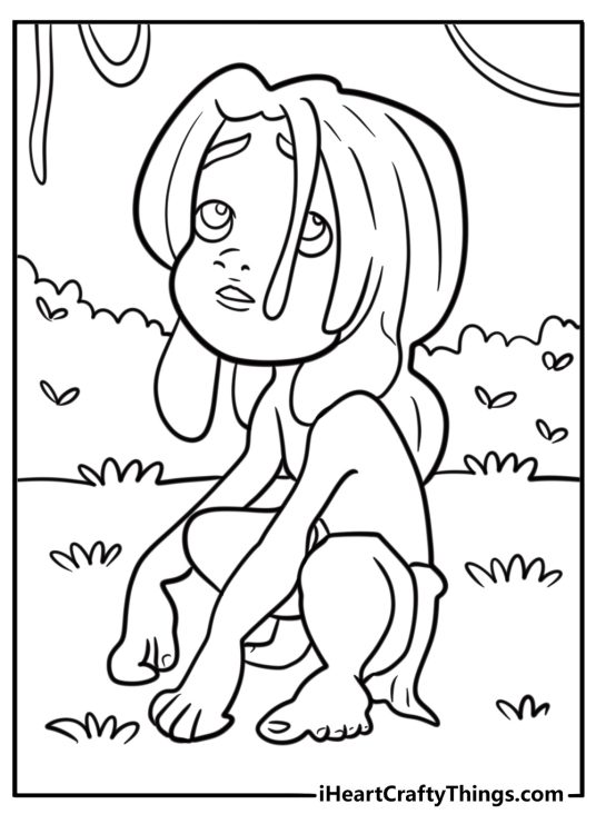 Tarzan learning to walk like a gorilla coloring page