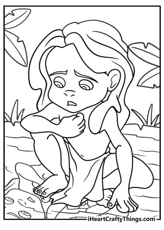 Tarzan looking at his reflection in the water coloring page