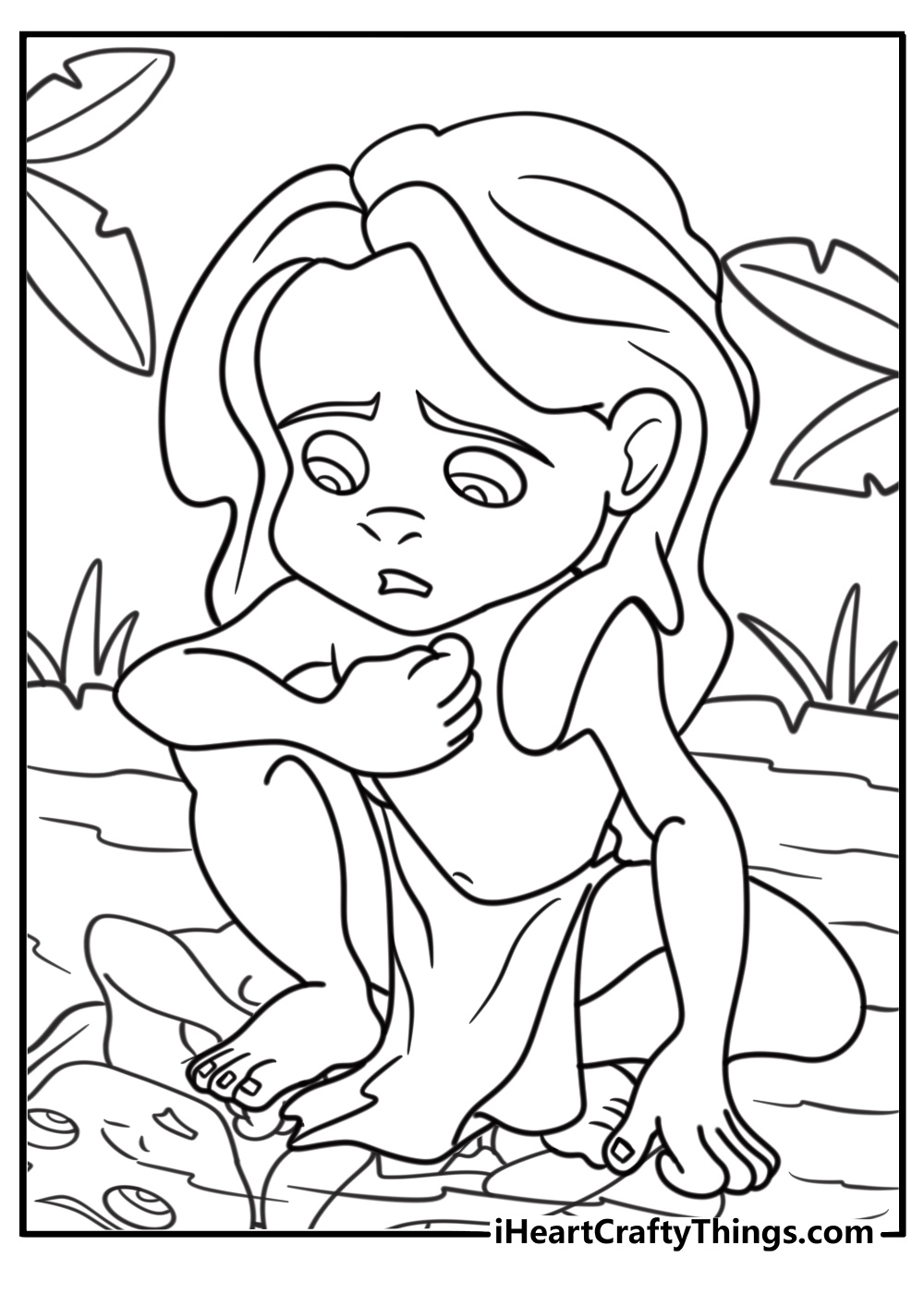 Tarzan looking at his reflection in the water coloring page