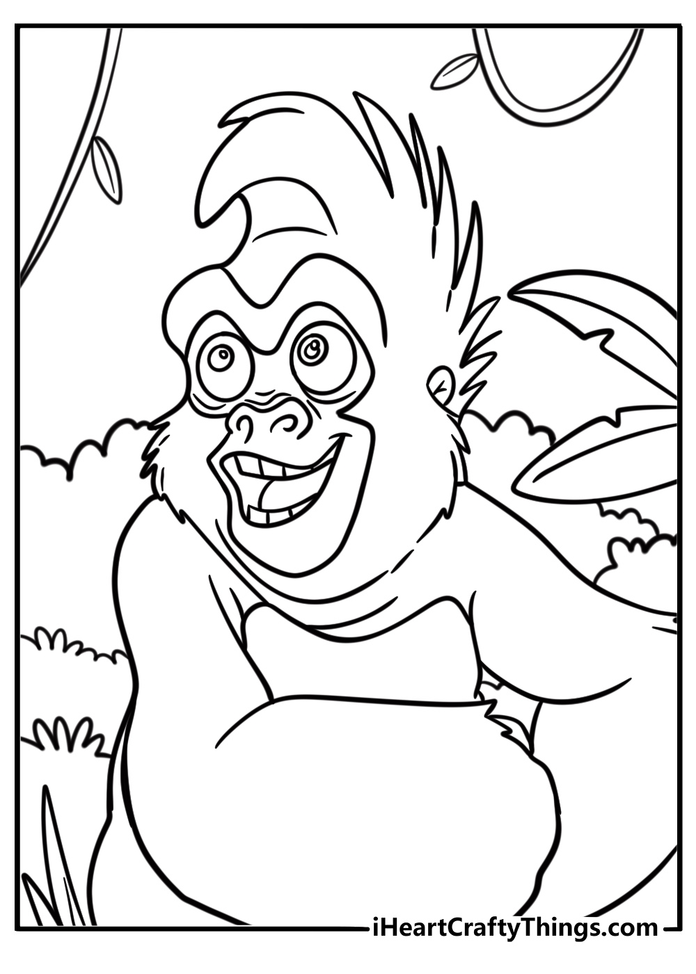 Terk the gorilla making a funny face coloring page
