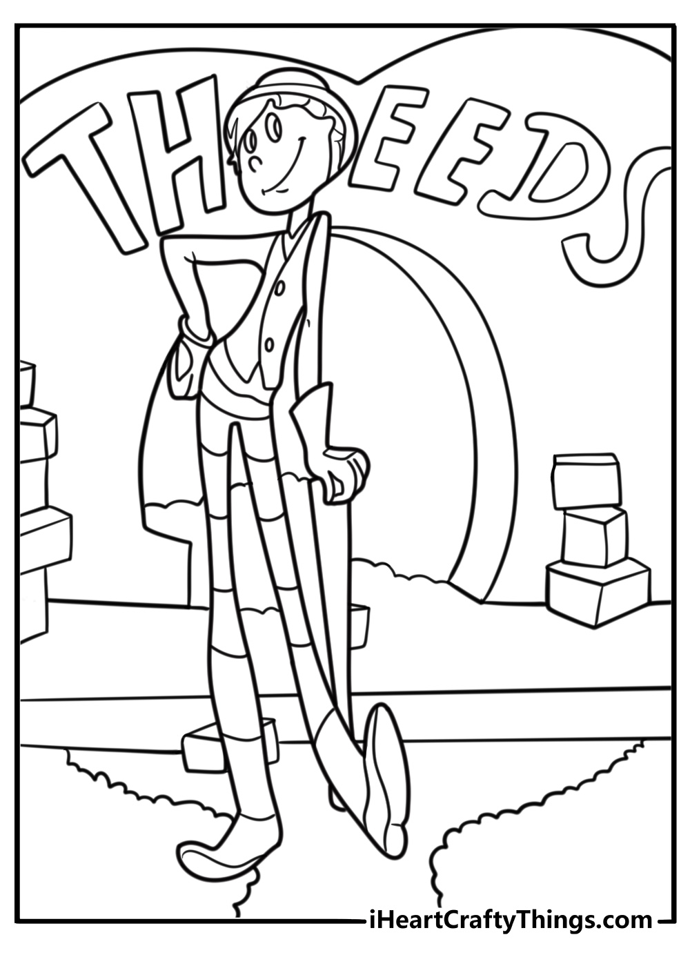 The Once ler building his thneed factory coloring page