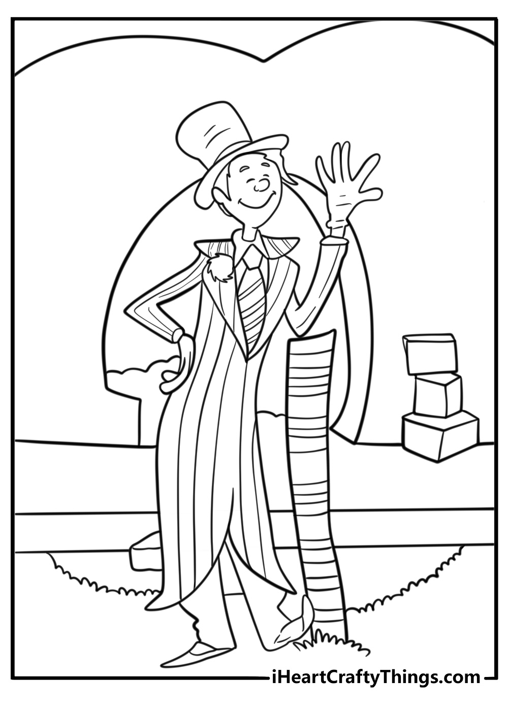 The Once ler in his wagon before the factory coloring page