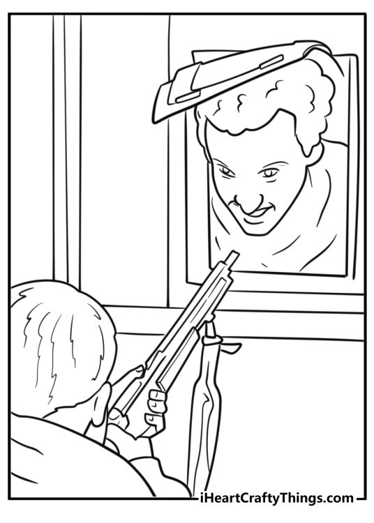 The Wet Bandits sneaking through the basement door coloring page
