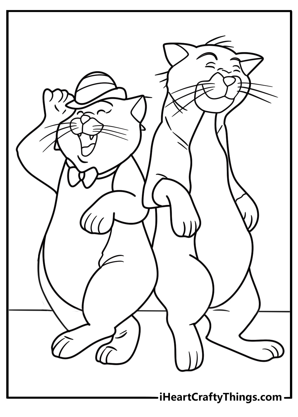 Thomas OMalley and Scat Cat sharing a laugh fun printable coloring sheet