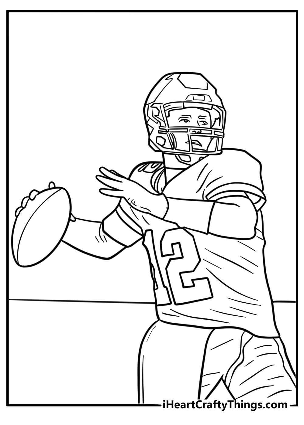 Tom Brady passing during a game coloring page