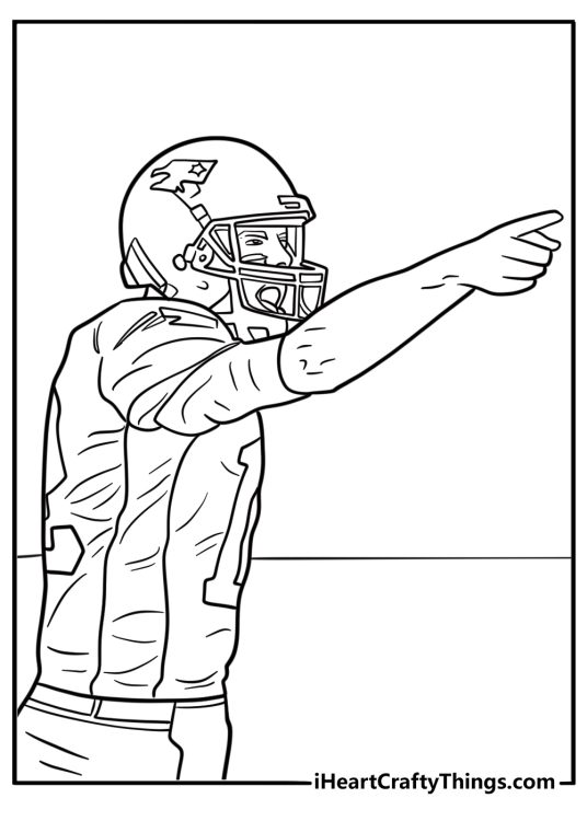 Tom Brady pointing at the line of scrimmage coloring page
