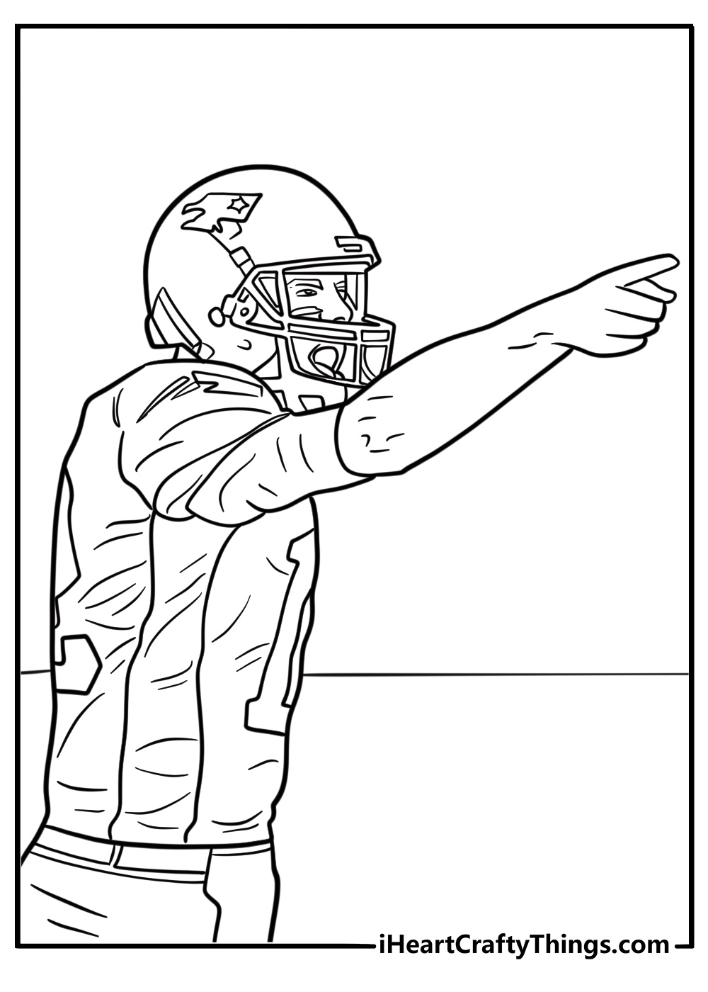 Tom Brady pointing at the line of scrimmage coloring page