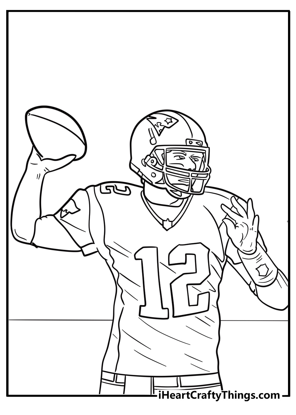 Tom Brady throwing a football coloring page