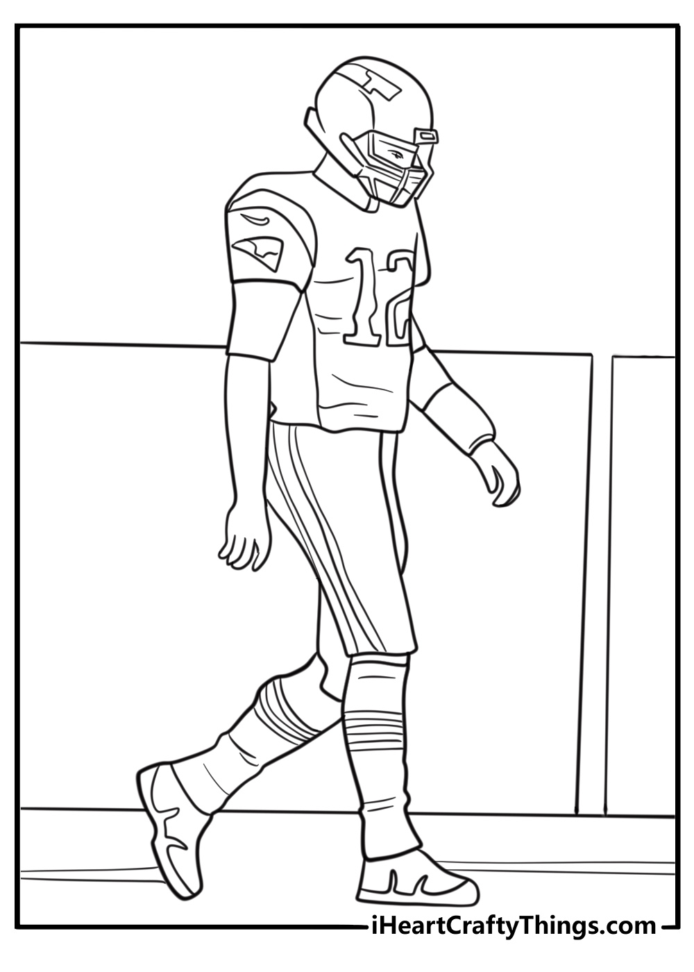 Tom Brady walking onto the field coloring page