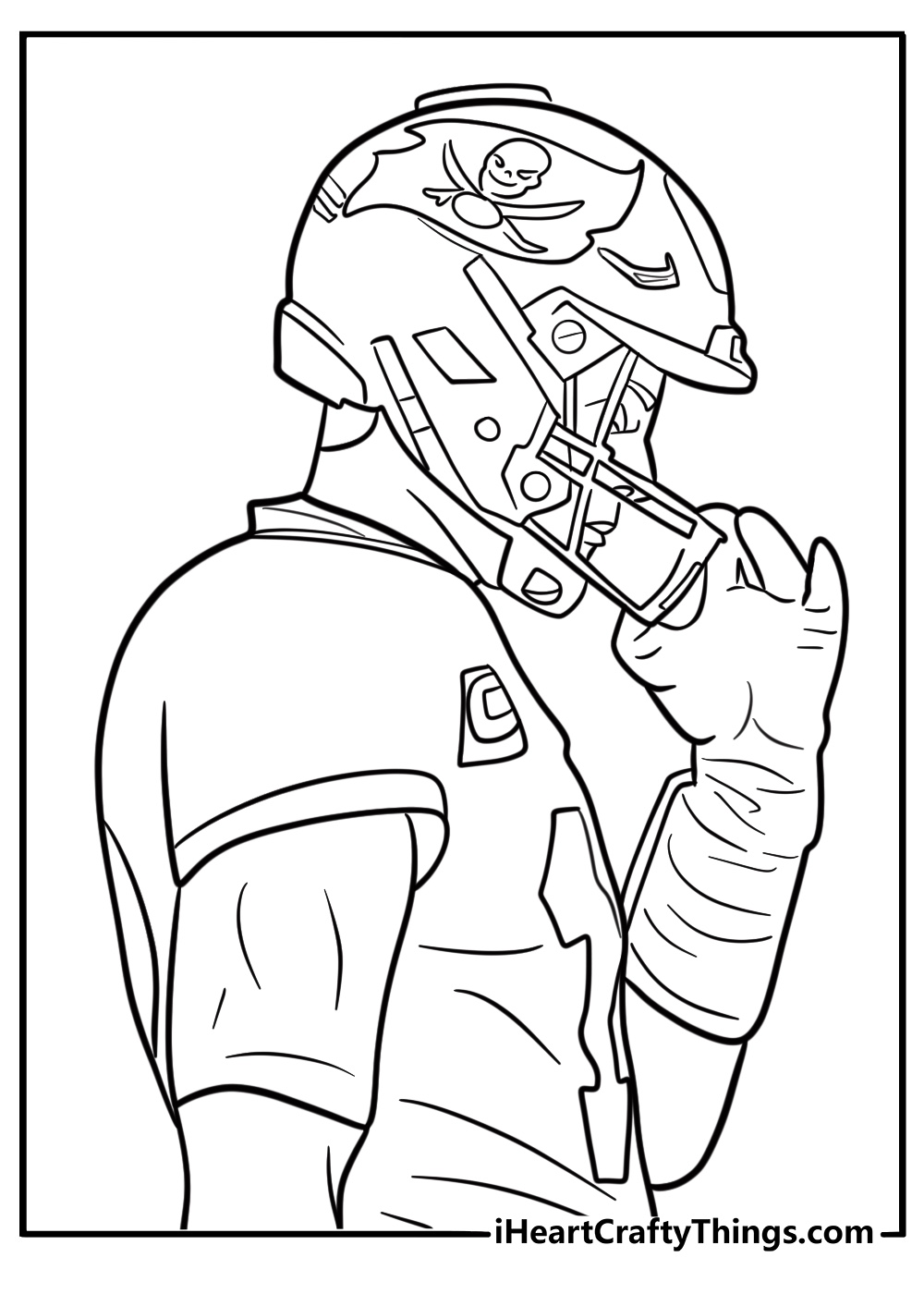 Tom Brady wearing a helmet coloring page
