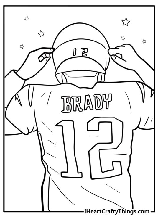 Tom Brady wearing number 12 jersey coloring page