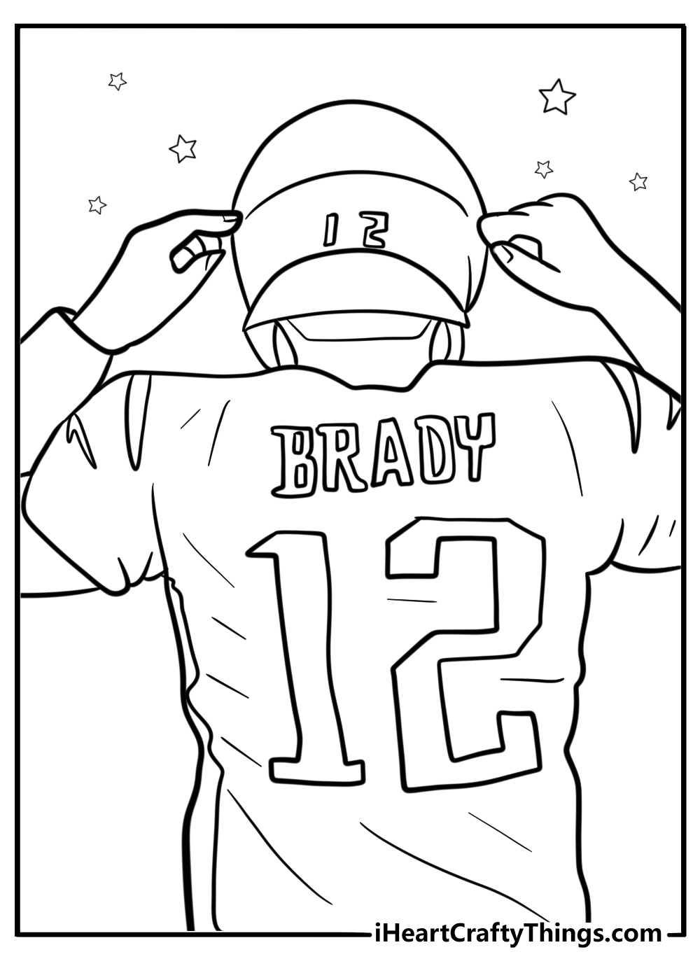 Tom Brady wearing number 12 jersey coloring page