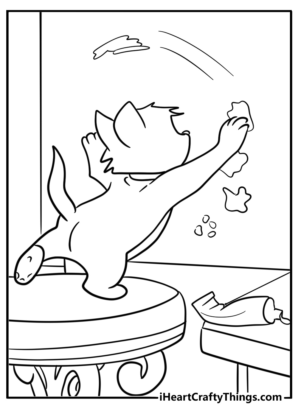 Toulouse painting with a paw fun printable coloring sheet