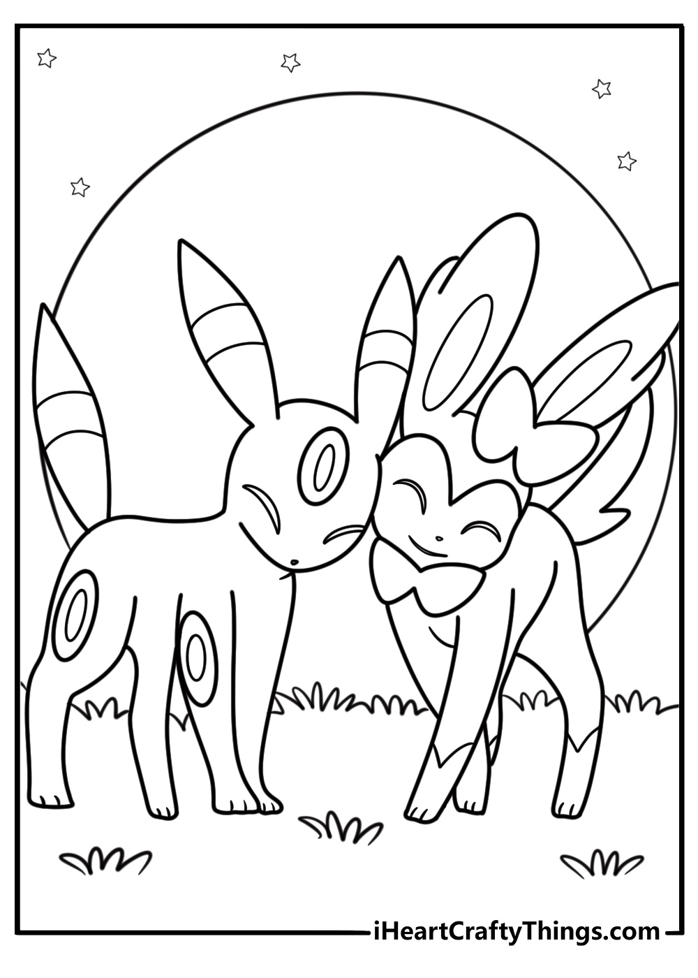 Umbreon and Espeon together coloring page