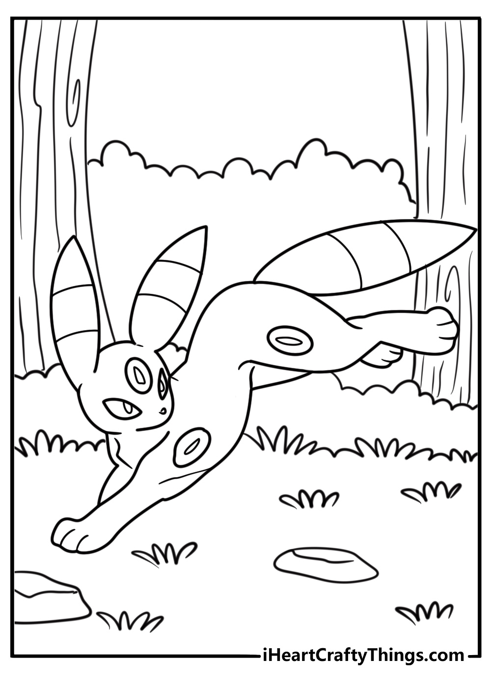 Umbreon emerging from the darkness coloring page