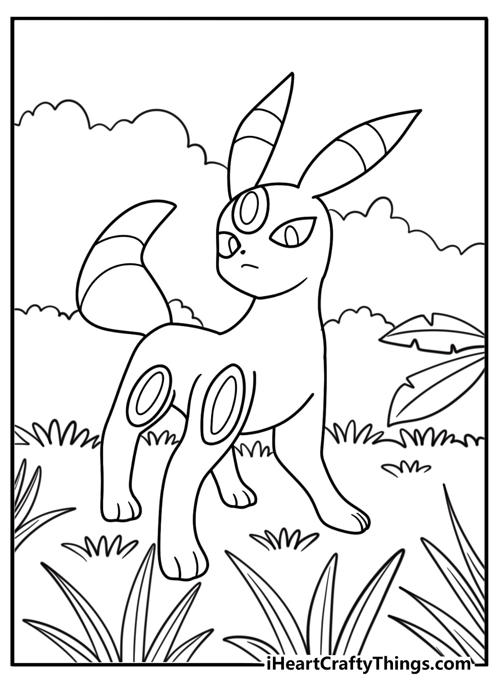 Umbreon hiding in the shadows coloring page