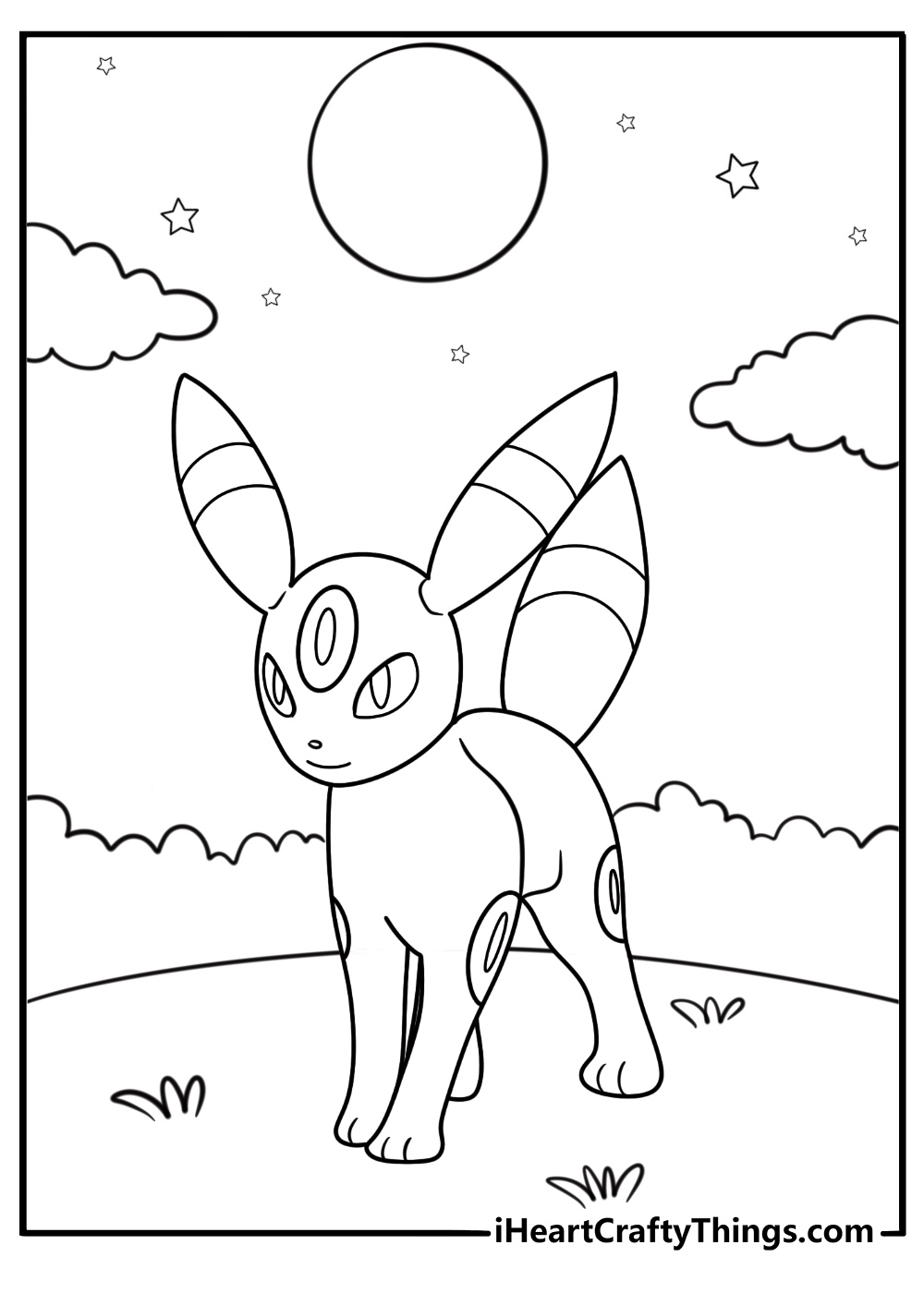 Umbreon standing under the moonlight coloring page