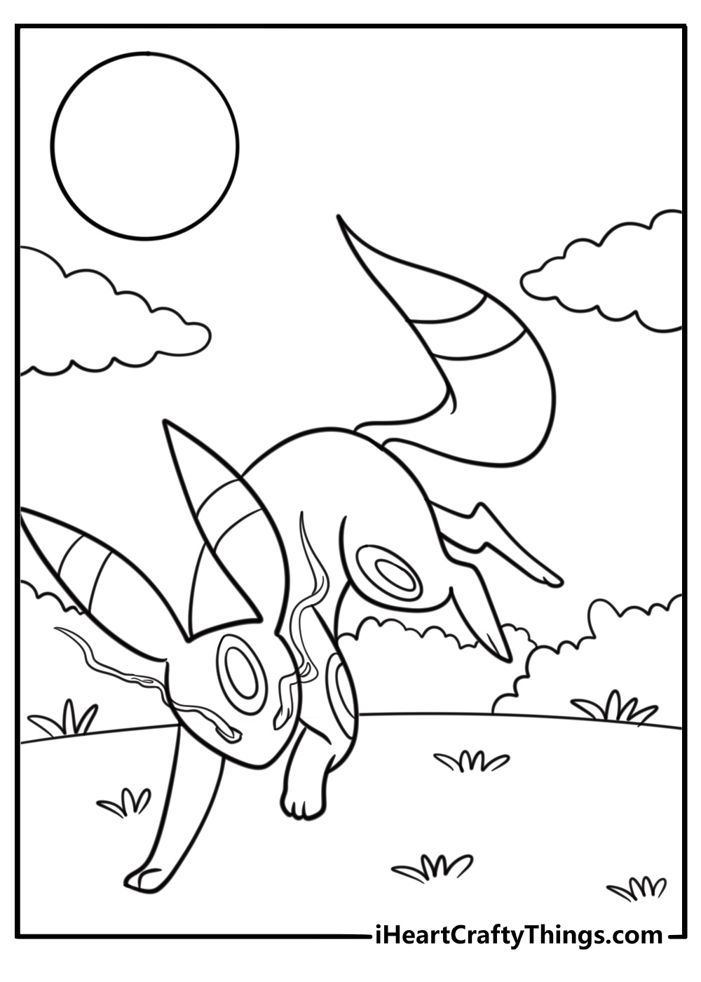 Umbreon tracking with sharp focus coloring page