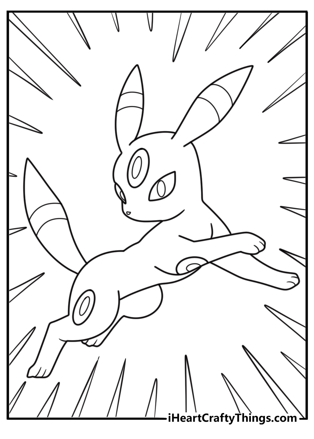 Umbreon with ears perked in the silence coloring page