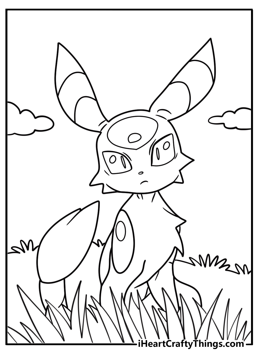 Umbreon with glowing red eyes coloring page